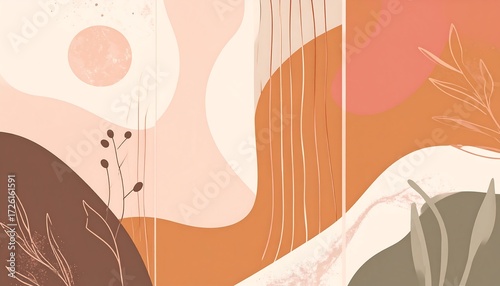 Abstract landscape scene with soft color palettes