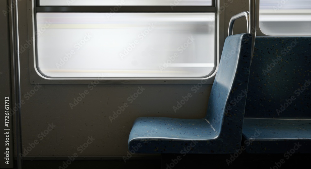 Obraz premium Empty Train Seat with Blurred Window View.