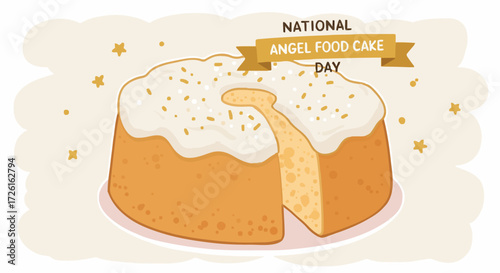 Vector illustration national angel food cake day