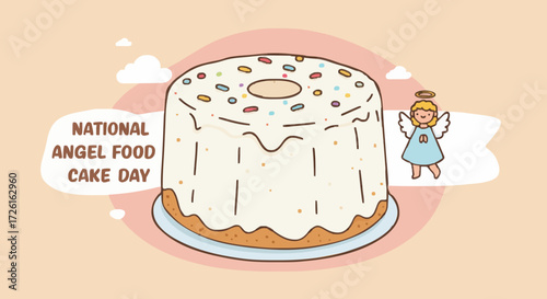 Vector illustration national angel food cake day