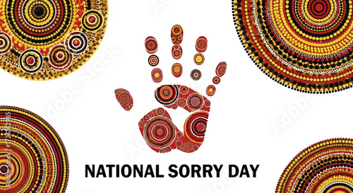 Aboriginal Dot Painting Handprint for National Sorry Day