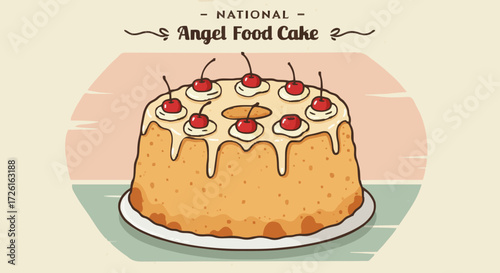 Vector illustration national angel food cake day