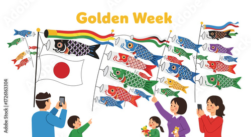 Colorful Japanese Koinobori Carp Streamers Celebrating Golden Week