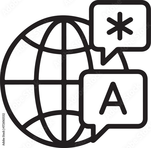 Global communication and language translation concept with globe and speech bubbles