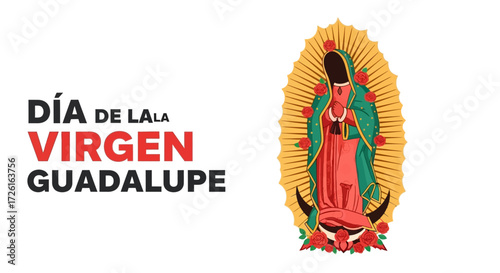 Illustration of Our Lady of Guadalupe with Roses
