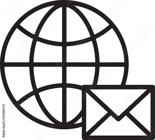 Global communication and email icon representing international correspondence and digital messaging