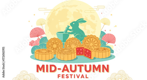 Mid-Autumn Festival Mooncakes with Rabbit and Moon