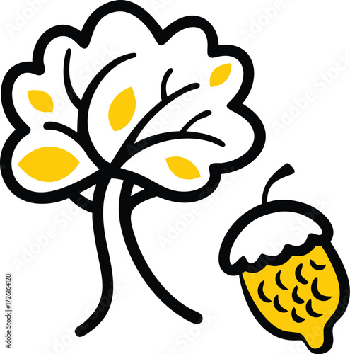 oak tree acorn simple outline vector illustration .eps