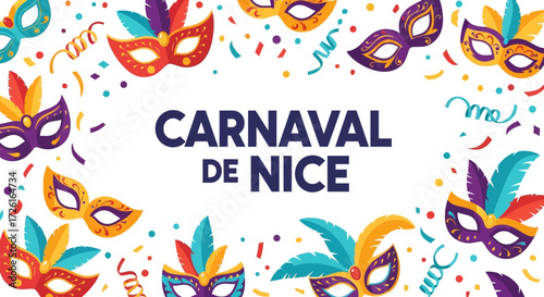 Colorful Carnival Masks and Confetti for Nice Celebration