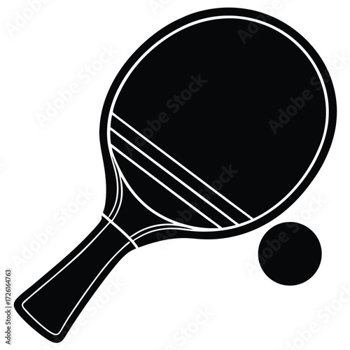ping pong paddle and ball silhouette vector on whi.eps