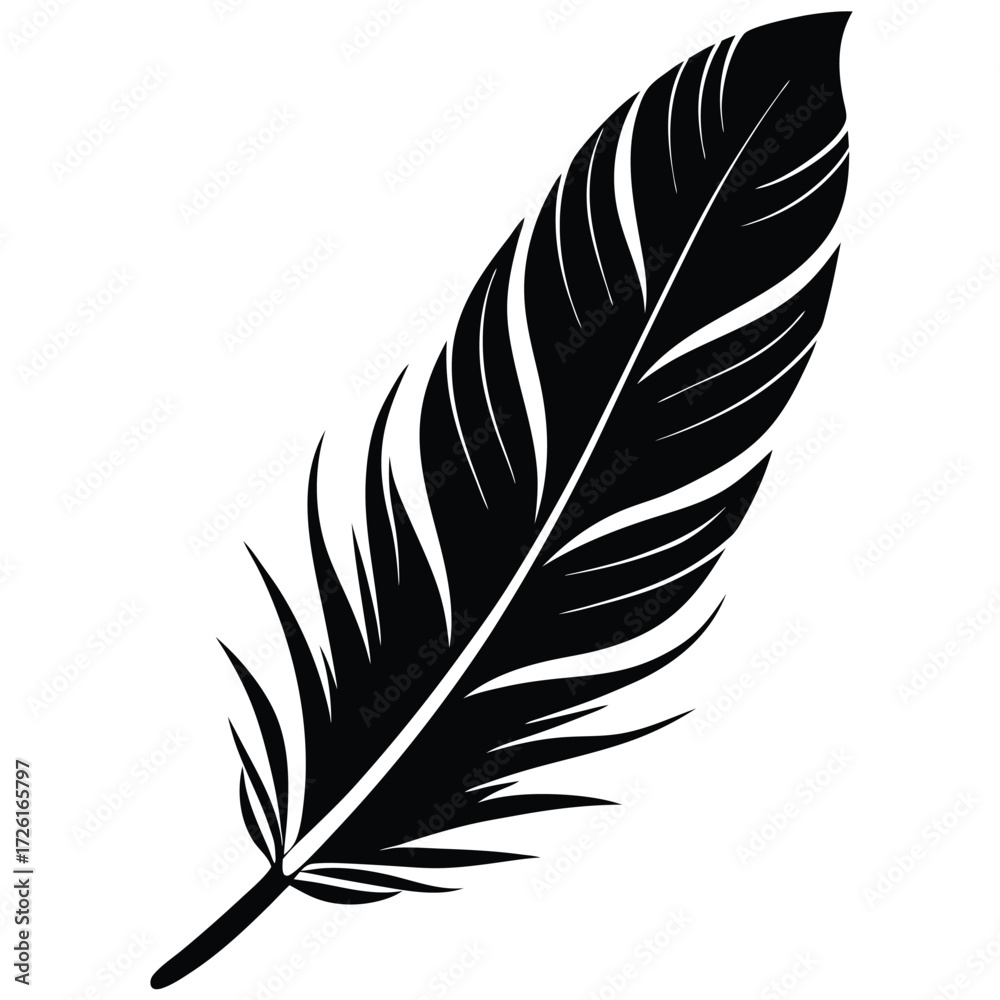 Obraz premium single feather isolated silhouette vector on white (1).eps