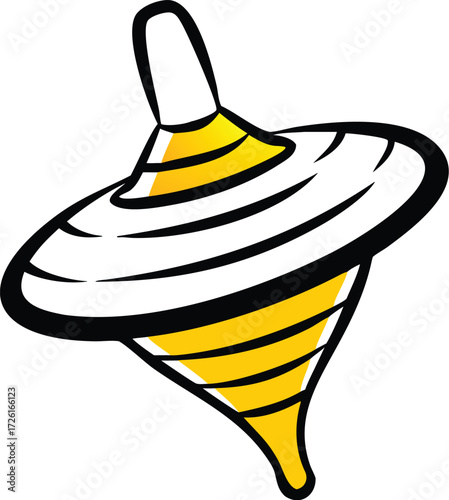 spinning top with painted stripes on white backgro.eps