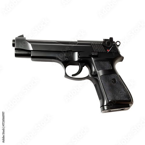 Black pistol firearm isolated on background (PNG)