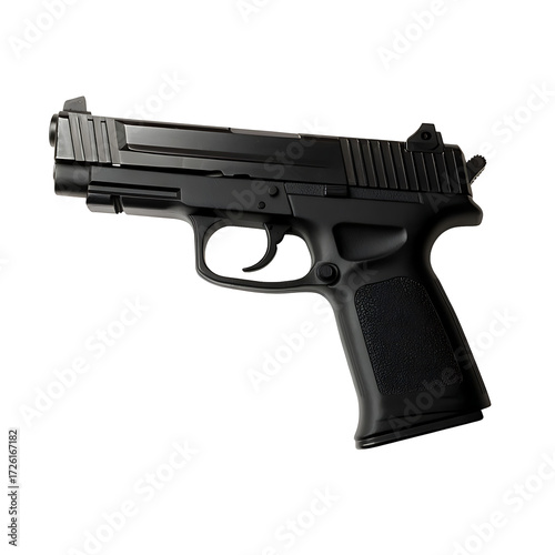 Black pistol firearm isolated on background (PNG)