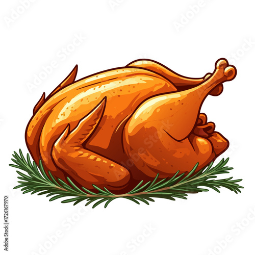 A beautifully roasted whole chicken with herbs.
