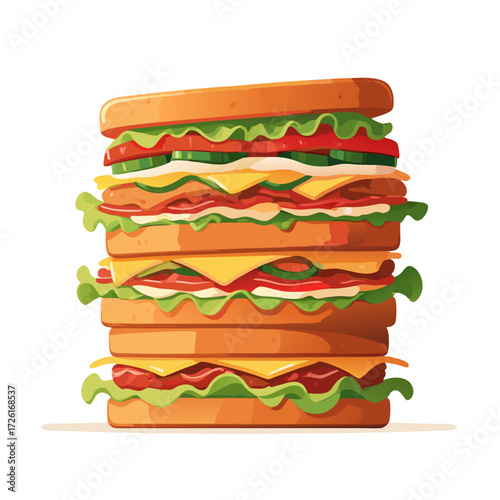 A tall stack of delicious sandwiches with multiple layers of ingredients.
