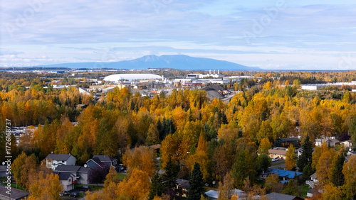 Sleeping lady fall colors drone shot