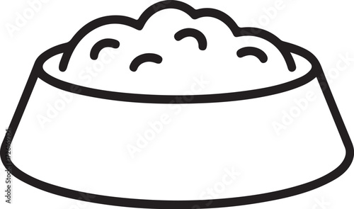 Simple outline icon of a bowl filled with pet food or kibble