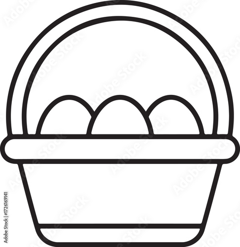 Simple outline drawing of an easter basket filled with three eggs