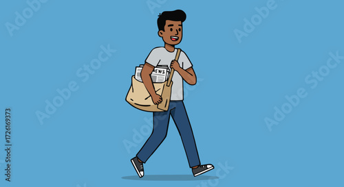 Vector illustration  newspaper carrier 