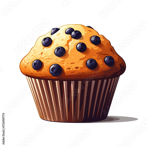 Delicious Blueberry Muffin Baked Freshly with Berries on Top.