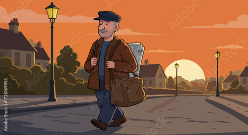 Vector illustration  newspaper carrier 