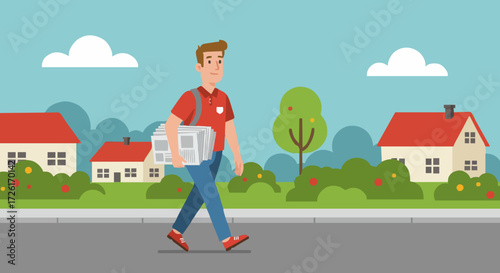 Vector illustration  newspaper carrier 