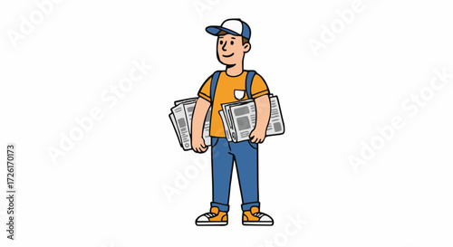 Vector illustration  newspaper carrier 