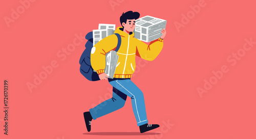 Vector illustration  newspaper carrier 