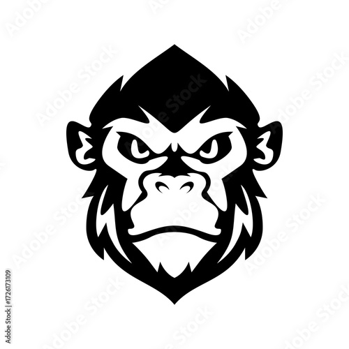 Gorilla face Logo vector clipart Monkey head mascot. Gorilla head icon, wildlife primate ape symbol.