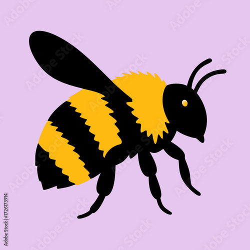 Stylized illustration of a bumblebee with black and yellow stripes.