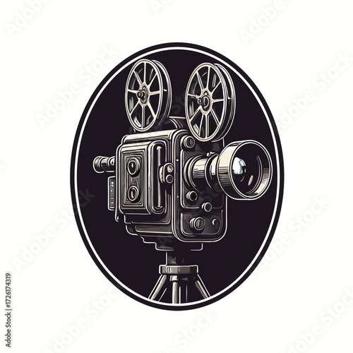 Vintage Film Camera on Tripod.