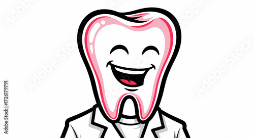 Happy Tooth Mascot in Doctor's Coat