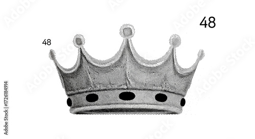 Halftone Crown with Black Jewels and Number 48