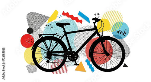 Silhouette of a Classic Bicycle with Rear Rack