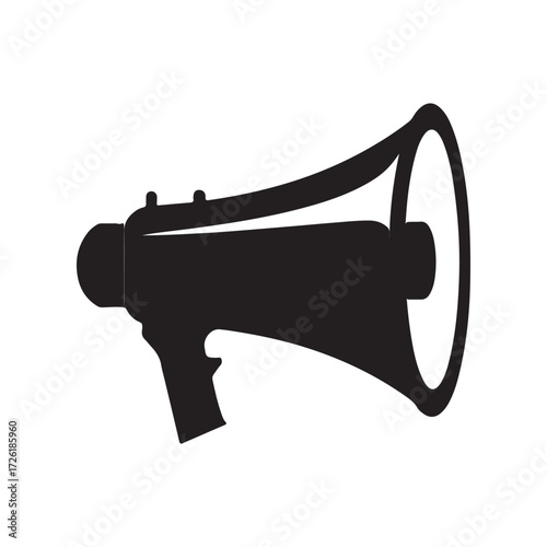 Black Silhouette of a Megaphone on a White Background