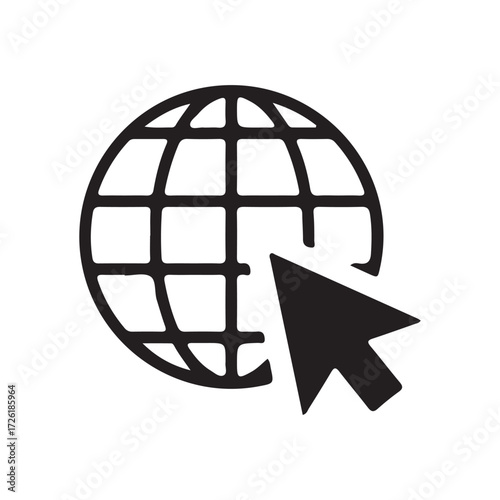 Global Internet Icon with Cursor Arrow