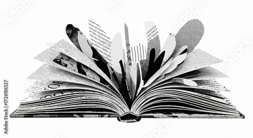 Open Book with Pages Fanned Out, Abstract Design