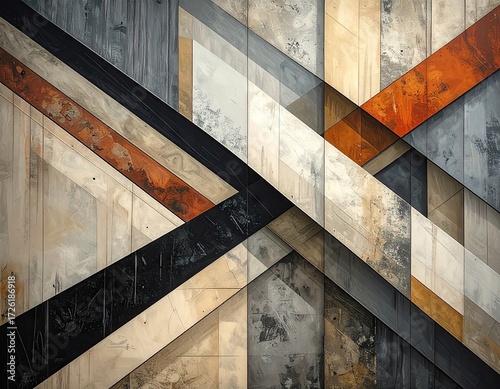 Abstract Geometric Pattern with Beige Gray and Rust Hues