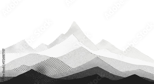Abstract Mountain Range Illustration with Dot Pattern and Gradients