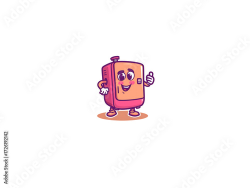 Cute Cartoon Refrigerator Mascot Character Giving Thumbs Up