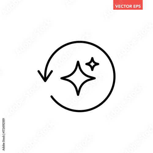 Single round regenerate line icon, simple artificial intelligence prompt cycle flat design vector pictogram, infographic interface elements for app logo web button ui isolated on white background