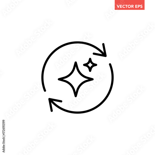 Single round regenerate line icon, simple artificial intelligence prompt cycle flat design vector pictogram, infographic interface elements for app logo web button ui isolated on white background