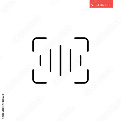 Black single sound recognition line icon, simple speech detection flat design infographic pictogram vector for app logo ads web button ui ux interface elements isolated on white background