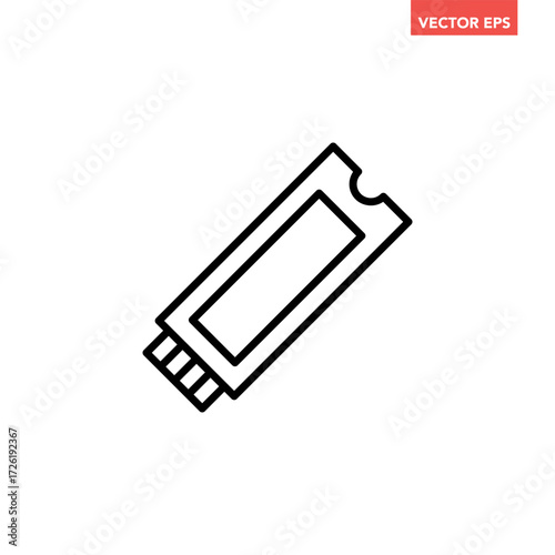 Single ssd card line icon, simple digital state drive flat design vector pictogram, infographic interface elements for app logo web button ui isolated on white background