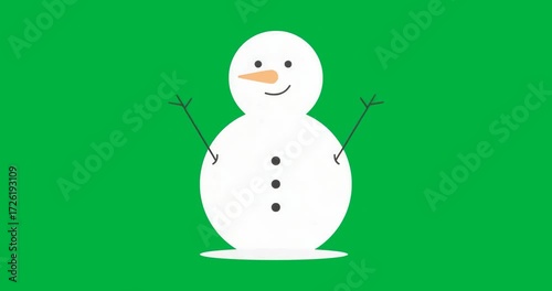 Upon loading snowman blinking button eyes then lifting twig arms, greeting audience with wave