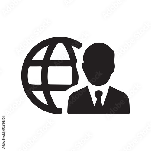 business man icon with Website Network Icon