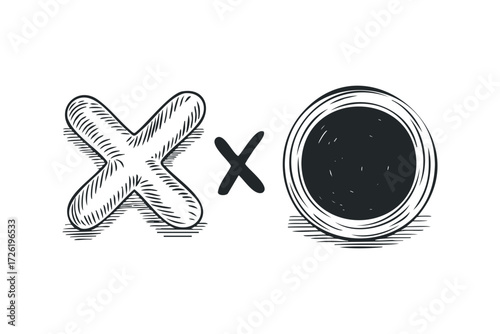X and O symbols. Vector hand drawn illustration