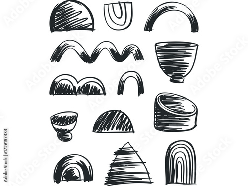 Hand Drawn Abstract Shapes Collection. Vector hand drawn illustration