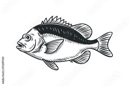 Hand Drawn River Fish Illustration. Vector hand drawn illustration
